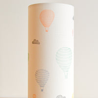 Hot air balloon nursery table lamp, with wooden base