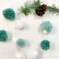 Fairy light pom pom craft kit, icy blues