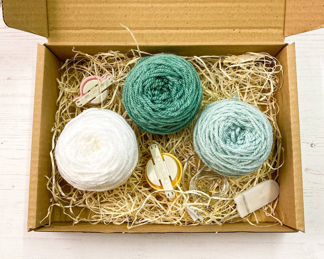 Fairy light pom pom craft kit, icy blues