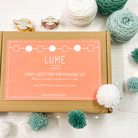 Fairy light pom pom craft kit, icy blues