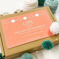 Fairy light pom pom craft kit, icy blues