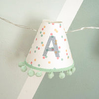 Personalised pom pom fairy lights in blue