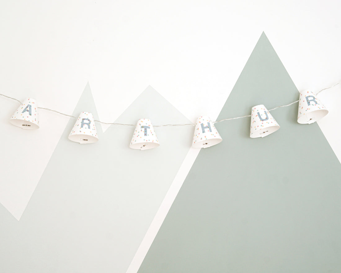 Personalised fairy lights in blue