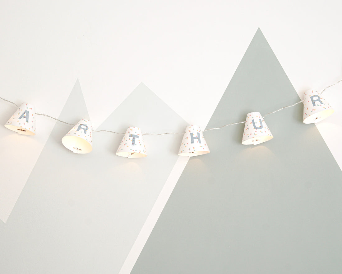 Personalised fairy lights in blue