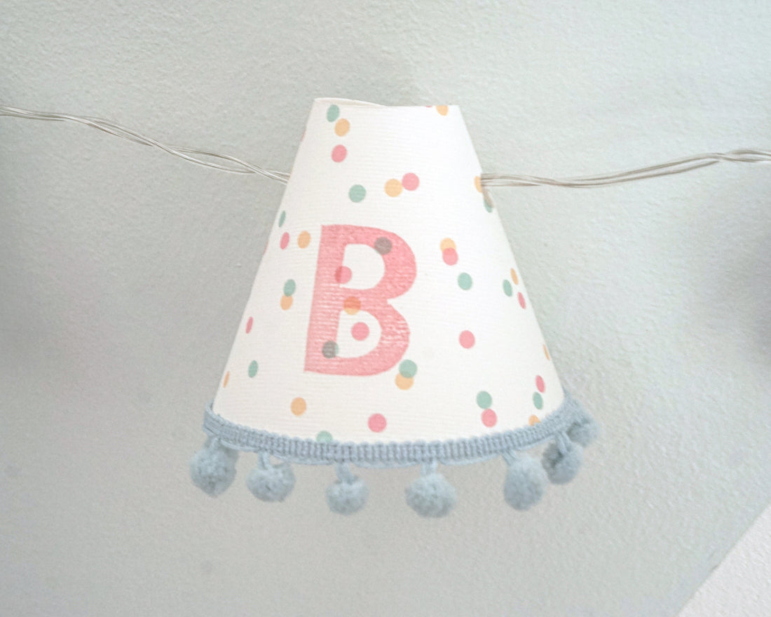 Personalised pom pom fairy lights in pink