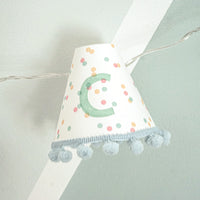 Personalised pom pom fairy lights in green