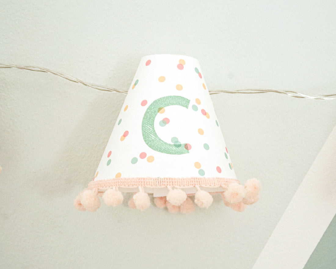 Personalised pom pom fairy lights in green