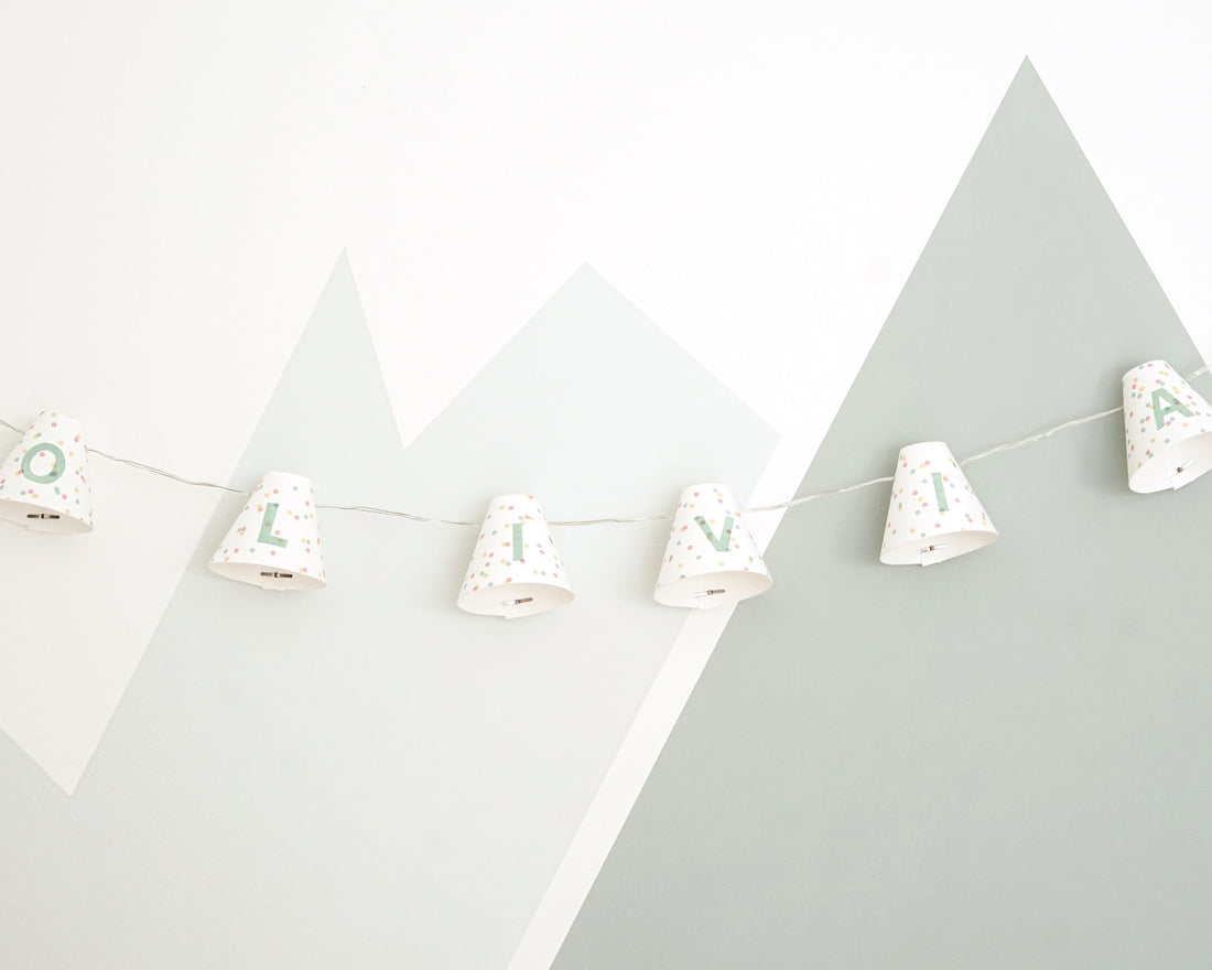 Personalised fairy lights in green