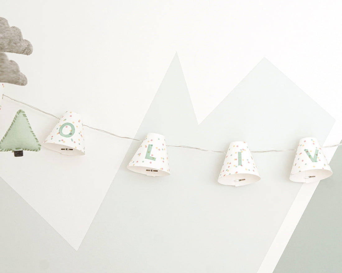 Personalised fairy lights in green