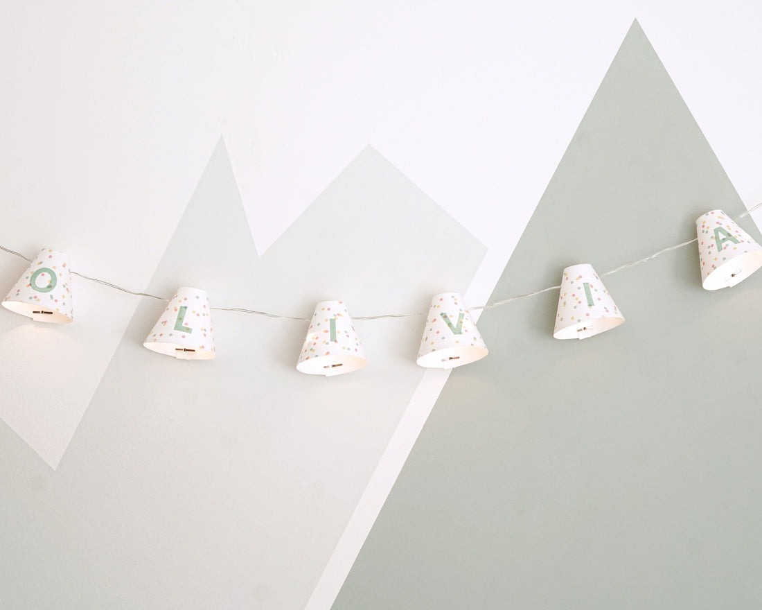 Personalised fairy lights in green