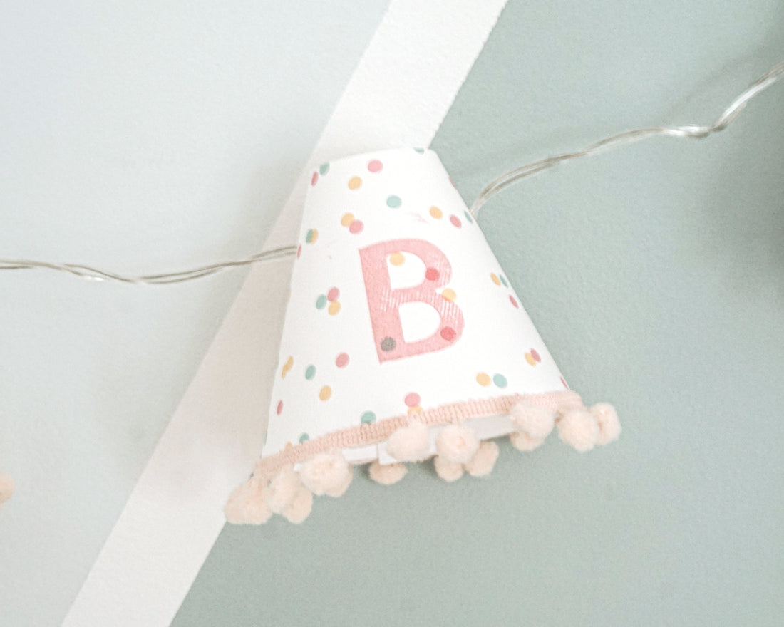 Personalised pom pom fairy lights in pink