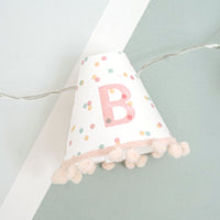 Personalised pom pom fairy lights in pink