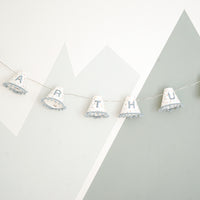 Personalised pom pom fairy lights in blue
