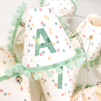 Personalised pom pom fairy lights in green