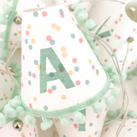 Personalised pom pom fairy lights in green