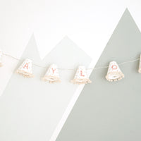 Personalised pom pom fairy lights in pink