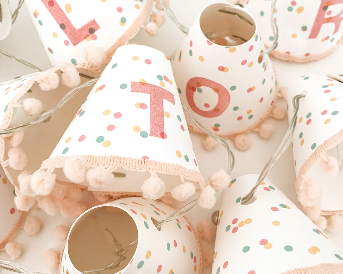 Personalised pom pom fairy lights in pink