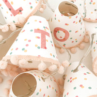 Personalised pom pom fairy lights in pink