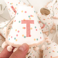 Personalised pom pom fairy lights in pink