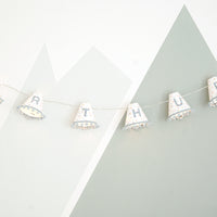 Personalised pom pom fairy lights in blue