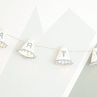 Personalised pom pom fairy lights in blue