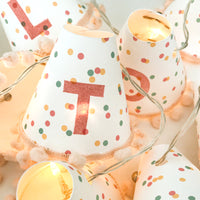 Personalised pom pom fairy lights in pink