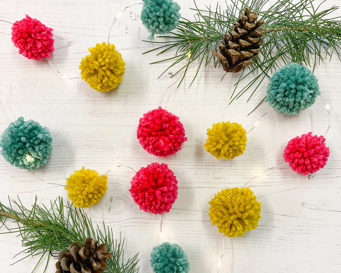Fairy light pom pom craft kit, bright and colourful