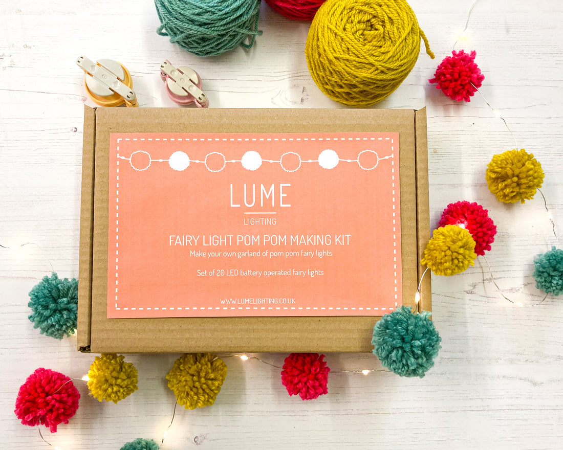 Fairy light pom pom craft kit, bright and colourful