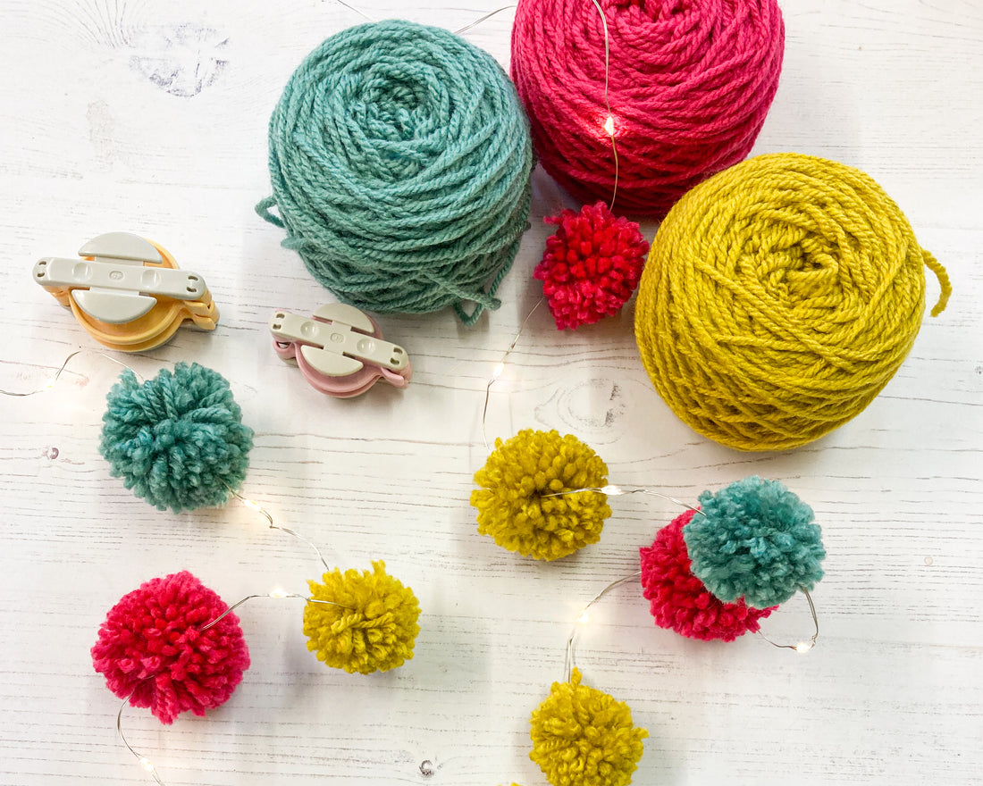 Fairy light pom pom craft kit, bright and colourful