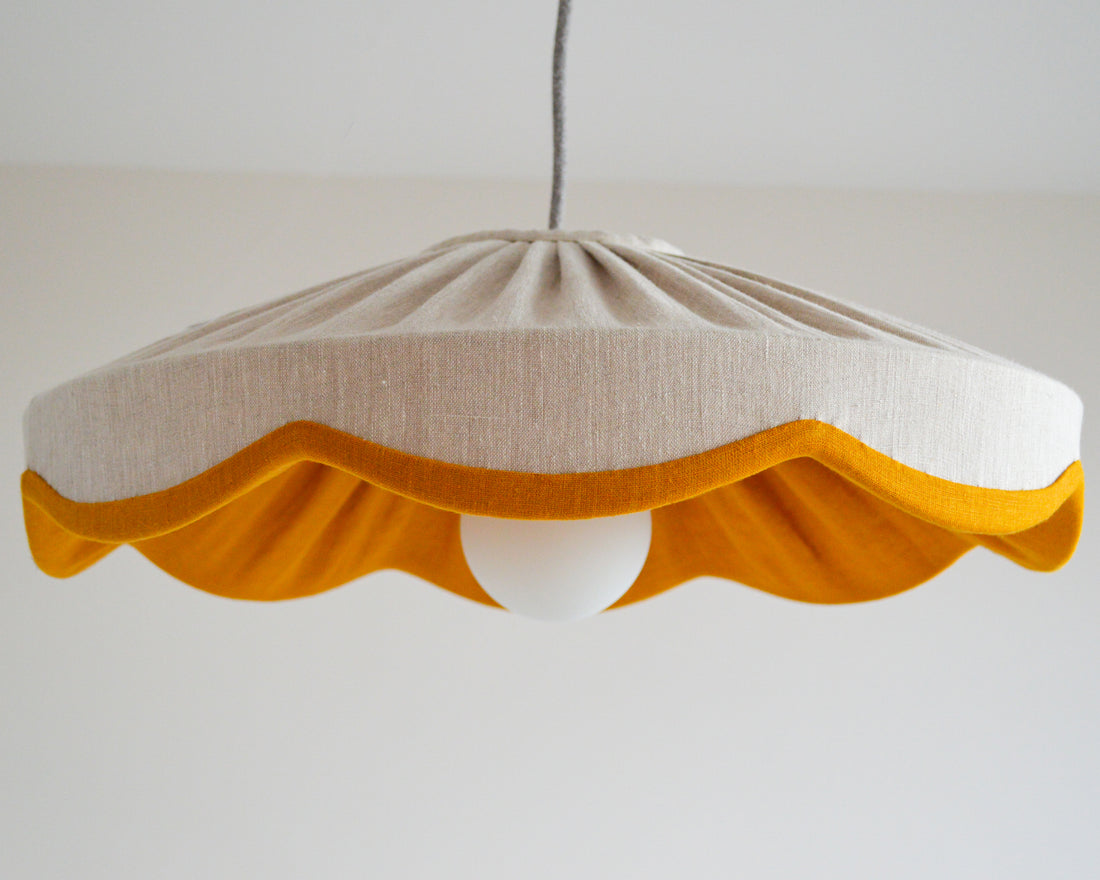 Natural linen and mustard feature lampshade