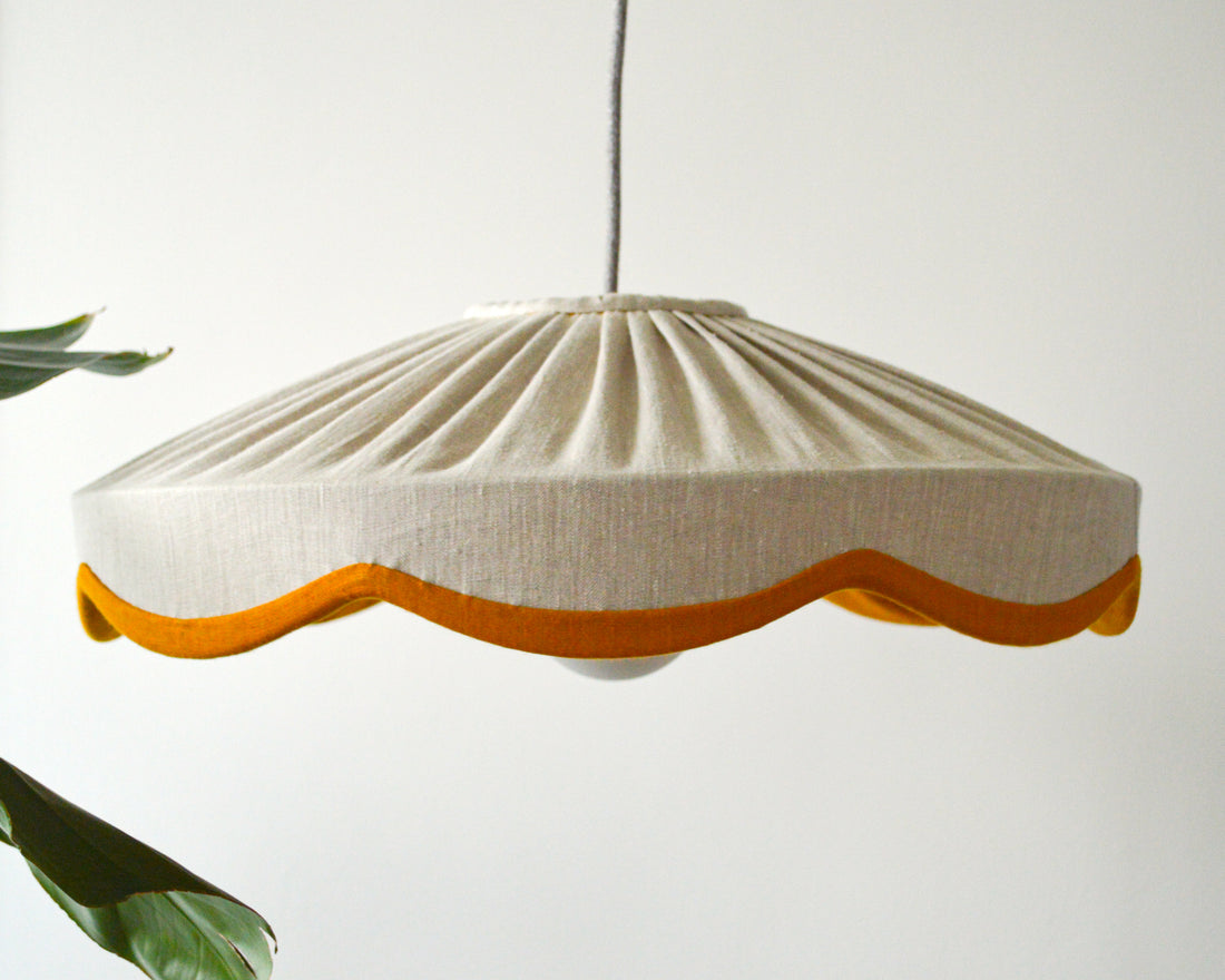 large linen scallop pleated lampshade