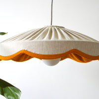 Natural linen & mustard scallop lampshade