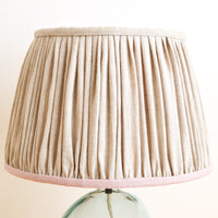 Natural linen & Pink Gathered Lampshade