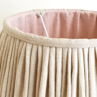 Natural linen & Pink Gathered Lampshade