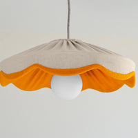 Natural linen & mustard scallop lampshade