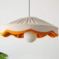 Natural linen & mustard scallop lampshade