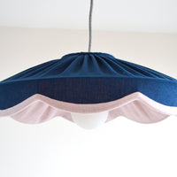 Navy & pink linen scallop lampshade