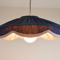 Navy & pink linen scallop lampshade