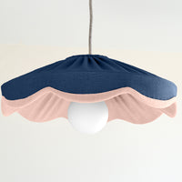 navy blue and pink pleated scallop ceiling lampshade