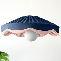 statement pleated scallop navy lampshade