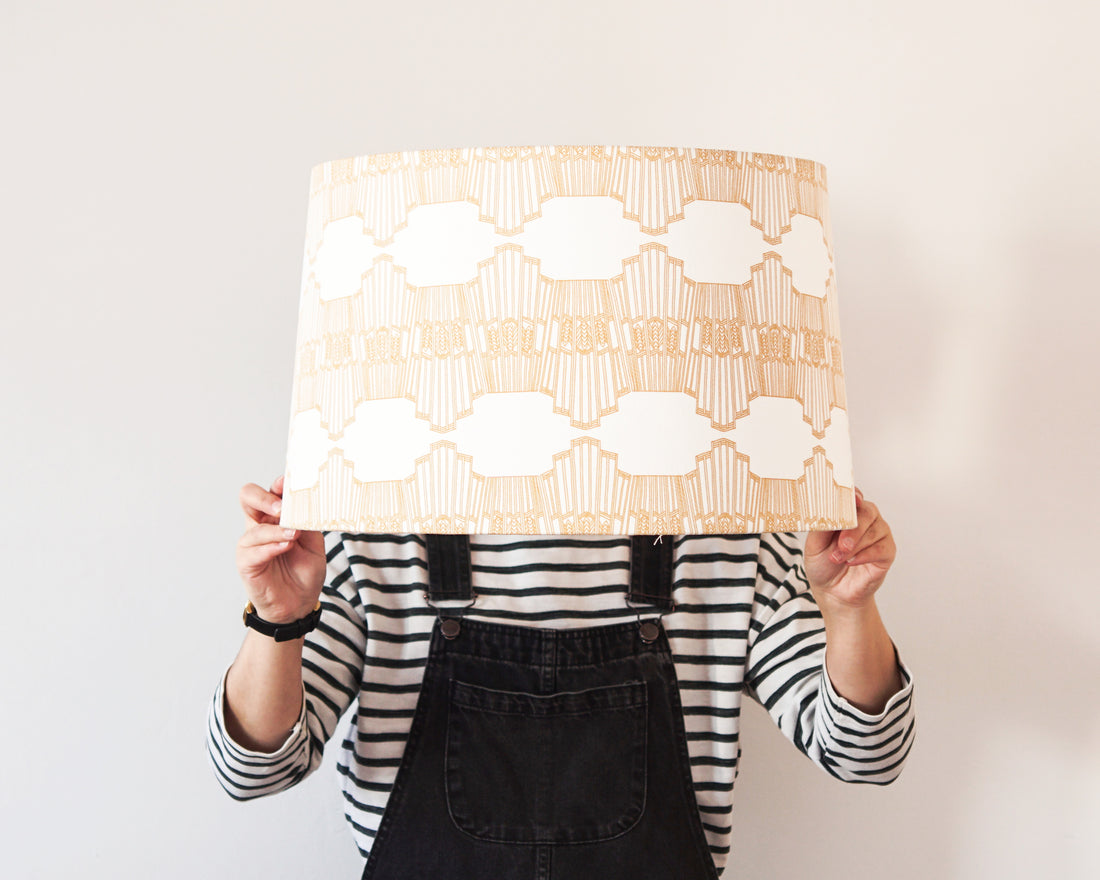 Mustard Ornamental Wave Tapered Lampshade