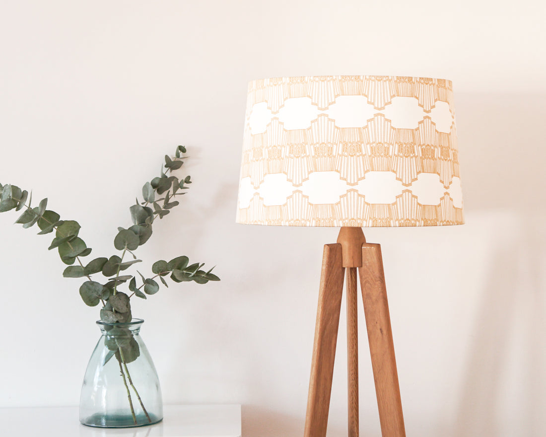 Mustard Ornamental Wave Tapered Lampshade