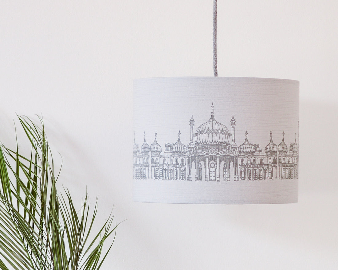Brighton Pavilion Grey Linen Drum Lampshade