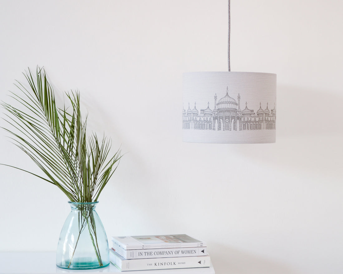 Brighton Pavilion Grey Linen Drum Lampshade