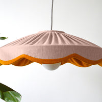 Pink & mustard linen scallop lampshade