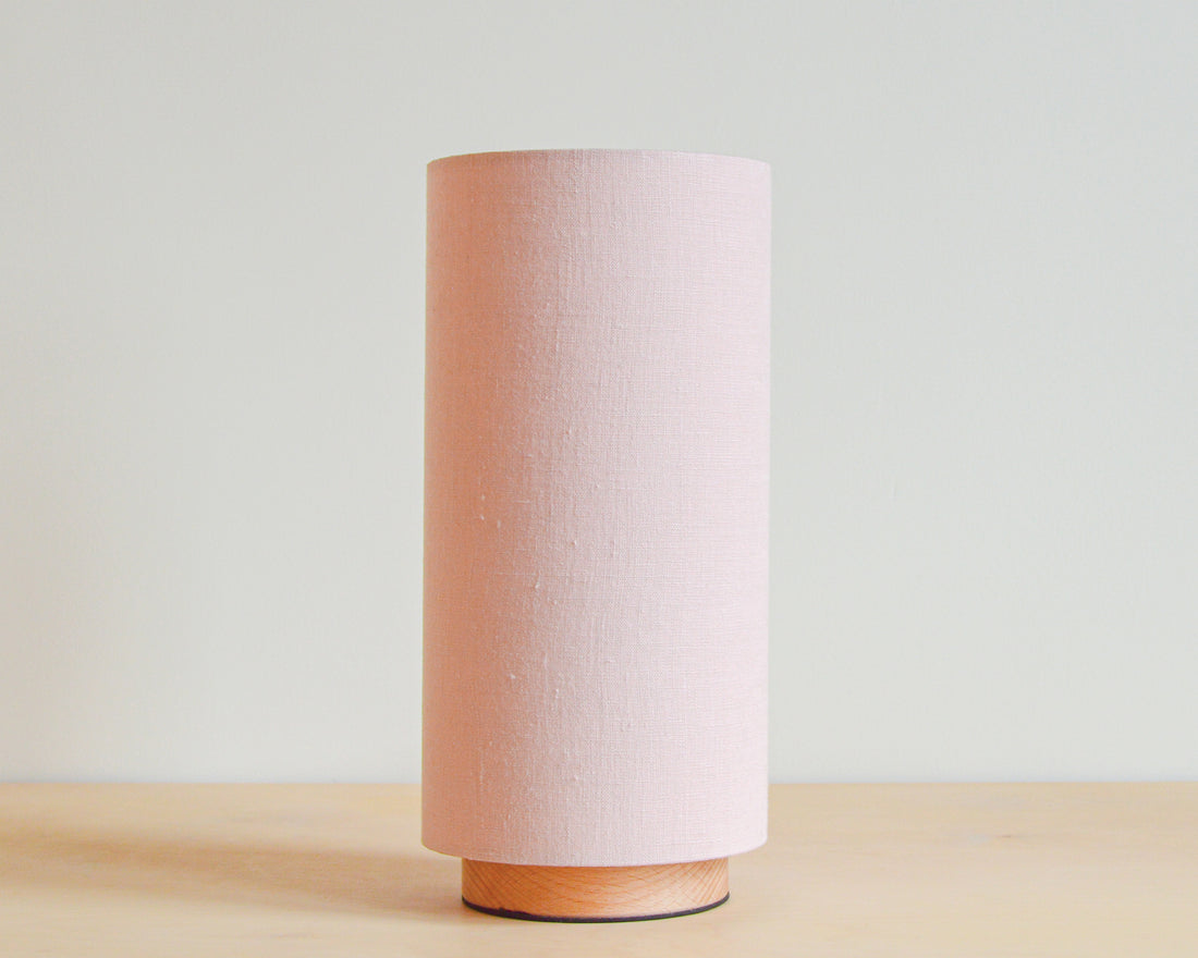 Linen pink bedside lamp