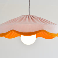 pink and mustard linen pleated scallop ceiling lampshade