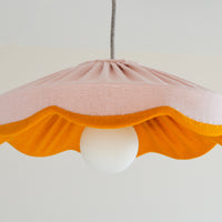 statement pink and mustard scalloped pendant lampshade