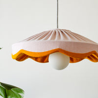 dusty pink and mustard scallop lampshade