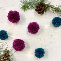 Fairy light pom pom craft kit, plum and teal